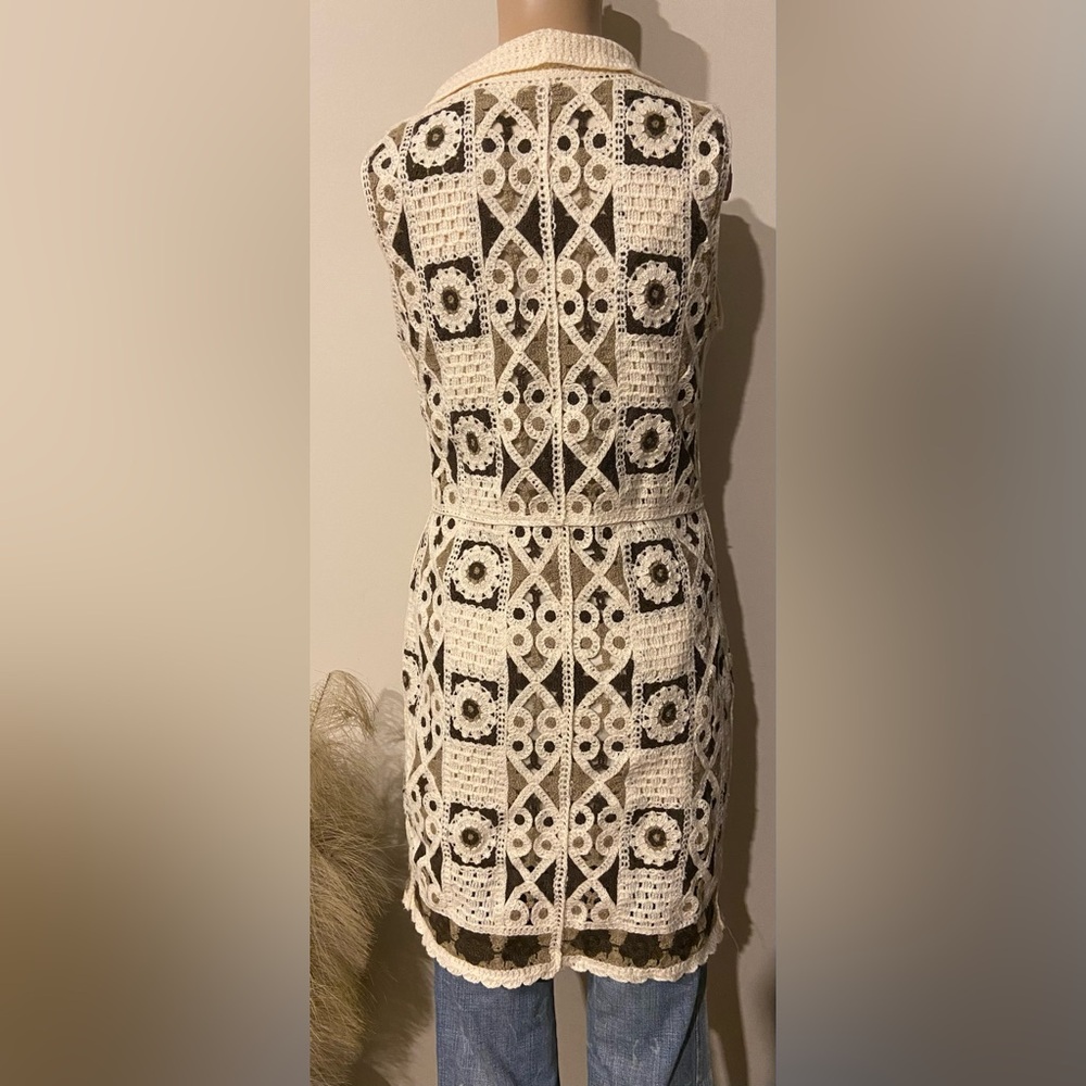 BNWT  Brown & White Cream Crochet Dress/Tunic. - Picture 3 of 6